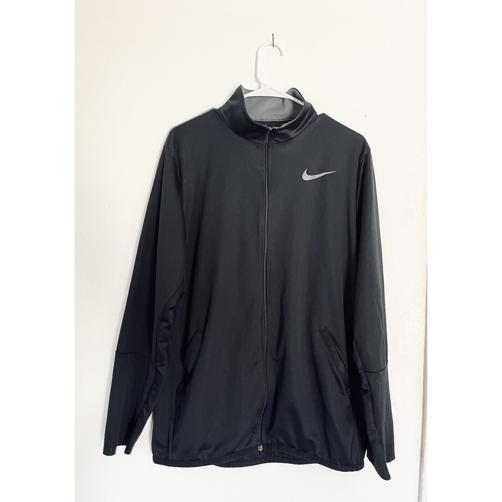 Nike Dri-Fit Mens Size L‎ Black Full Zip Training Activewear Jacket
